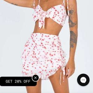 PRINCESS POLLY SIZE 10 2piece white with red details-SECRET LOVE SET- NEVER WORN